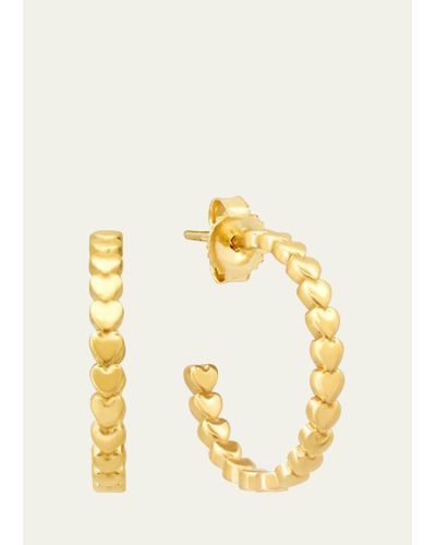 Jennifer Meyer 18k Yellow Gold Heart Link Hoop Earrings - Metallic