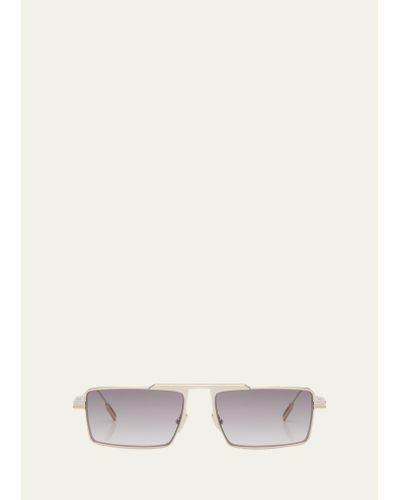 Zegna Ez0233 Metal Rectangle Sunglasses - Natural