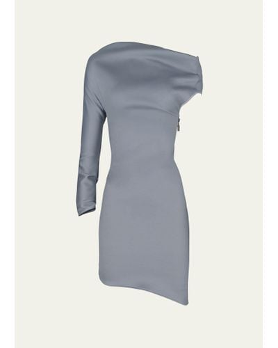 Maticevski Aroma Draped Asymmetric Mini Dress - Blue