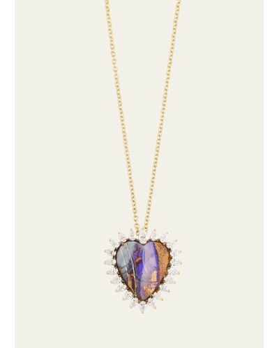Kimberly Mcdonald 18k Yellow Gold Opal And Diamond Heart Pendant Necklace - White