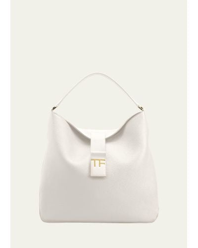 Tom Ford Tf Medium Hobo In Grained Leather - Natural
