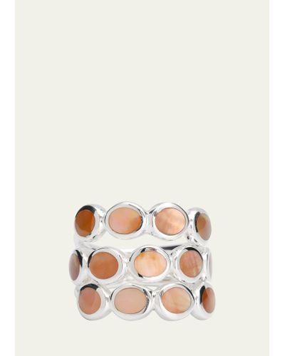 Ippolita Sterling Silver Polished Rock Candy All Around Tiny Ovals Ring - Natural