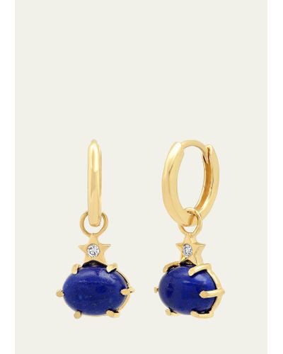 Andrea Fohrman Mini Cosmo Hoop Earrings In Lapis - Blue