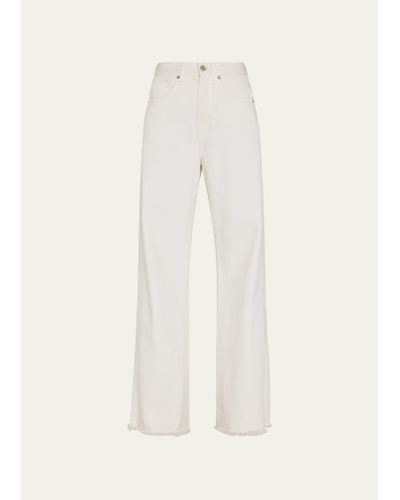 Veronica Beard Taylor High-rise Wide Frayed Jeans - White