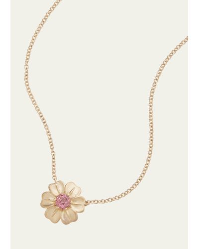 Jamie Wolf 18k Yellow Gold Flower Pendant Necklace With Pink Tourmaline - Natural