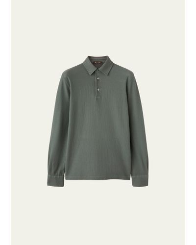Loro Piana Long-sleeve Pique Polo Shirt - Green