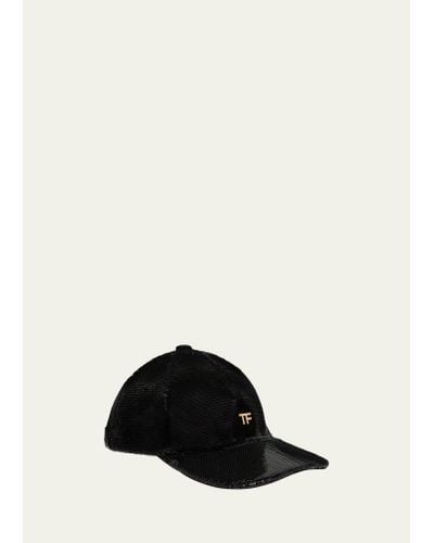 Tom Ford Sequin Monogram Baseball Cap - Black
