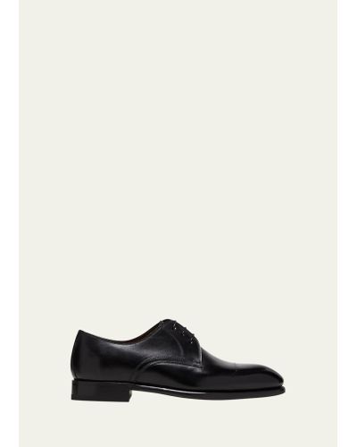 Bontoni Umberto Cap Toe Leather Derby Shoes - Black