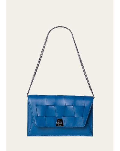 Akris Anouk Braided Leather Shoulder Bag - Blue
