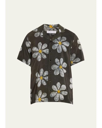 Studio 189 Alek Hand-batik Floral Camp Shirt - Black