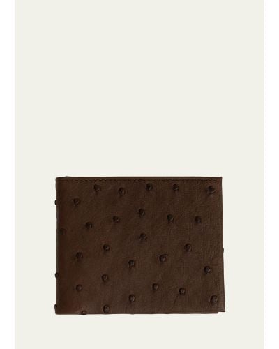Abas Ostrich Bi-fold Wallet - Brown