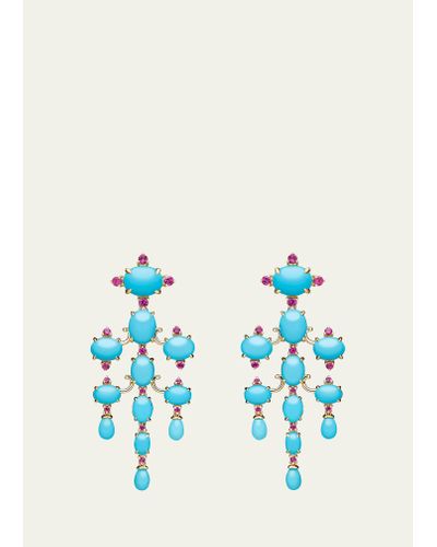 Paul Morelli Turquoise And Ruby Chandelier Earrings - Blue