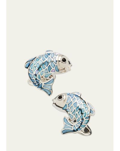 Jan Leslie Koi Fish Mother-of-pearl Cufflinks - Blue