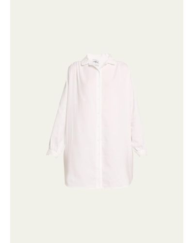 Celestine Marleen Lace-trim Cotton Flannel Nightshirt - Natural