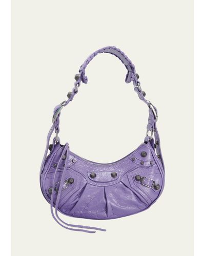 Balenciaga Cagole Xs Studded Leather Shoulder Bag - Purple