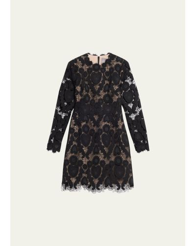 Lela Rose Lace Seamed Short Dress - Black