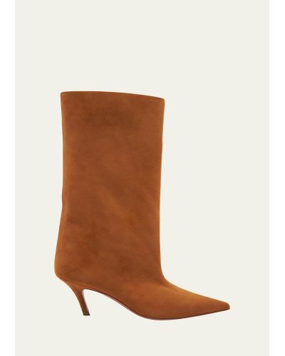 AMINA MUADDI Fiona Suede Ankle Booties - Brown
