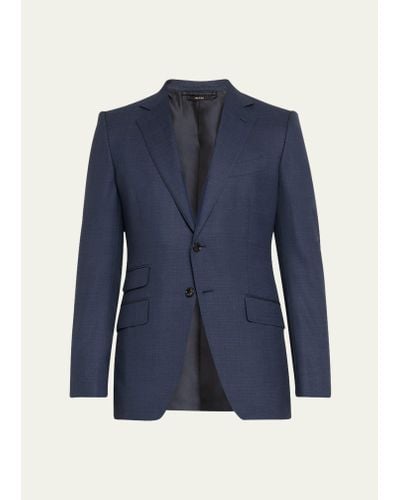 Tom Ford O'connor Textured Sharkskin Suit - Blue