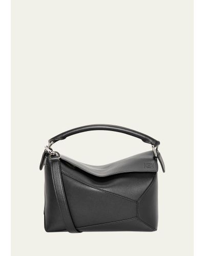 Loewe Puzzle Edge Small Top-handle Bag In Leather - Black