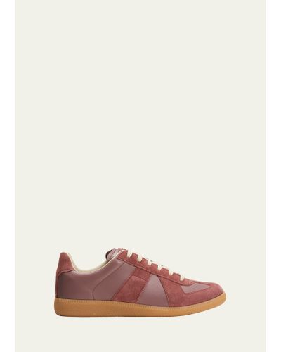 Maison Margiela Replica Suede & Leather Sneakers - Pink