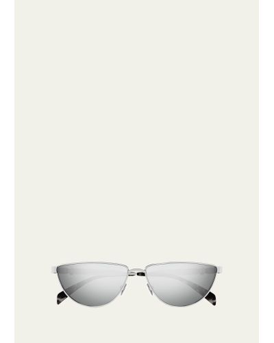 Alexander McQueen Mirrored Metal Cat-eye Sunglasses - White