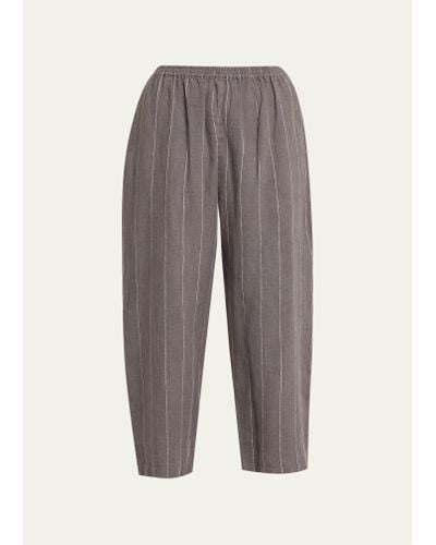 Eskandar Chalk Stripe Japanese Pants - Gray