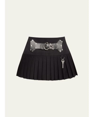 Chopova Lowena Wendron Knife Pleat Belted Super Mini Skirt - Black