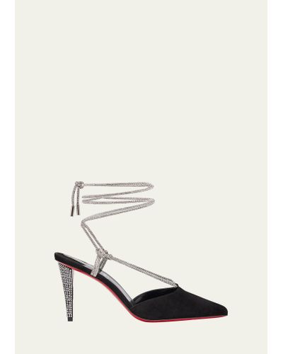 Christian Louboutin Astrid Suede Ankle-wrap Red Sole Pumps - Natural