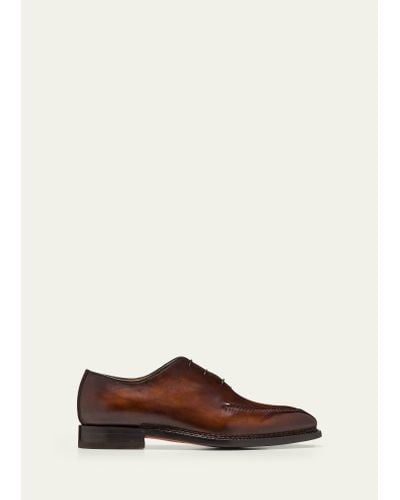 Bontoni Cellini Apron-toe Leather Oxfords - Brown