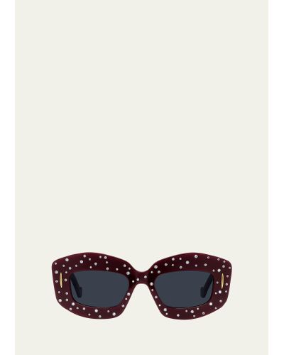 Loewe Starry Night Red Acetate Rectangle Sunglasses - White