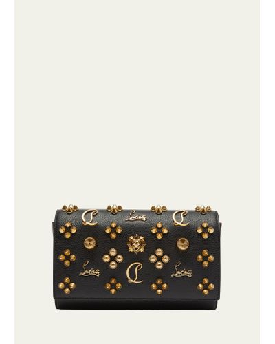 Christian Louboutin Paloma Clutch In Leather With Loubinthesky Seville Spikes - Black
