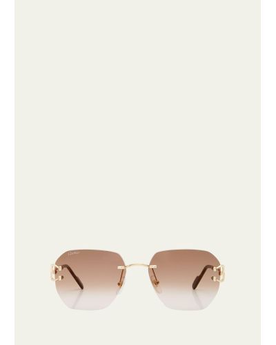 Cartier Rimless Square Metal Sunglasses - Natural