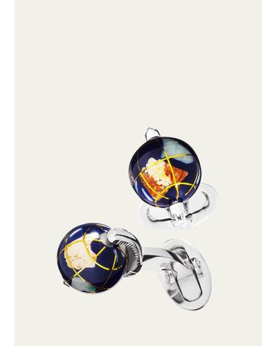 Jan Leslie Spinning Lapis Inlay Globe Cuff Links - White