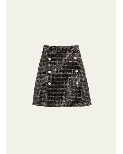 Adam Lippes Corded Tweed Mini Skirt - Black