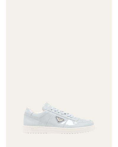 Prada Downtown Patent Leather Low-top Sneakers - Natural