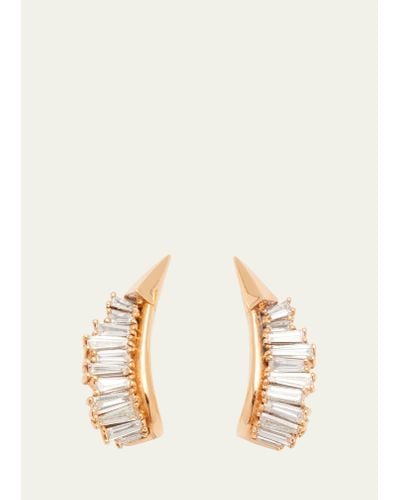 Nak Armstrong Ruched Ear Clips With White Diamonds And 20k Recycled Rose Gold - Natural