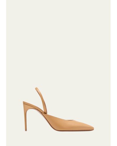 Malone Souliers Leather Halter Slingback Pumps - Natural