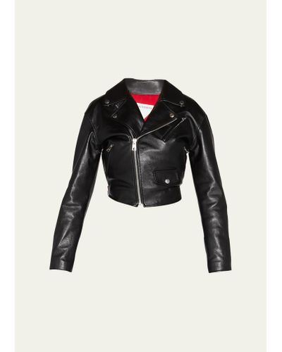 Bottega Veneta Leather Fitted Biker Jacket - Black