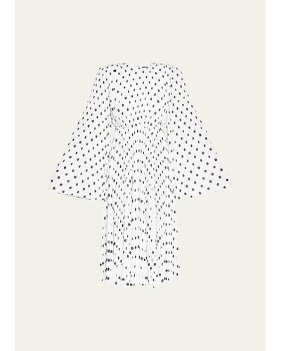 Balenciaga Polka-dot Pleated Midi Dress - Natural