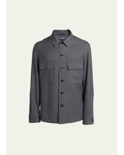Zegna Oasi Linen And Cashmere Overshirt - Gray