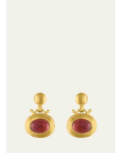 Prounis Jewelry Large Pink Tourmaline Bell Earrings - Multicolor