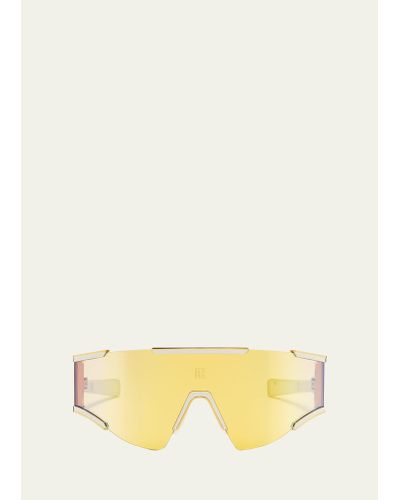Balmain Logo Acetate & Titanium Shield Sunglasses - Yellow