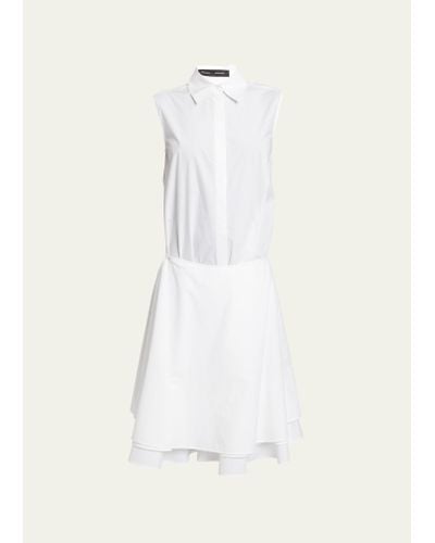 Proenza Schouler Cindy Drop Waist Washed Poplin Dress - White