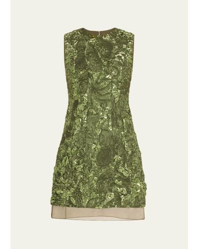 Jason Wu Metallic Marine Jacquard Mini Dress - Green