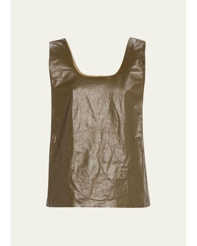 Marc Jacobs Shiny Leather Scoop-neck Tank Top - Brown