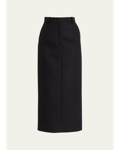 Co. Tailored Pencil Wool Midi Skirt - Black