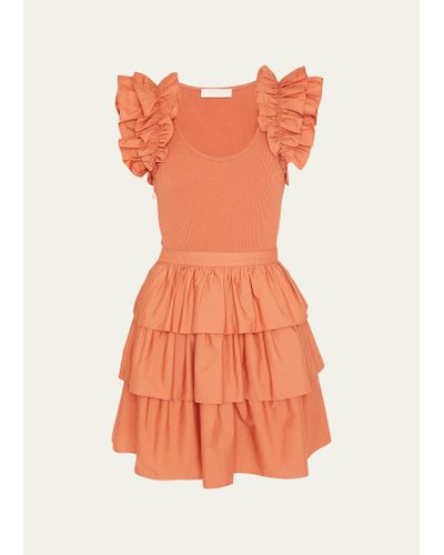 Ulla Johnson Hanna Tiered Ruffle Mini Dress - Orange