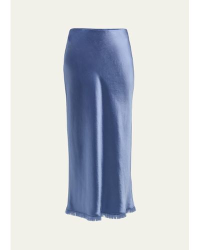 Vince Frayed-edge Bias Midi Skirt - Blue