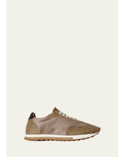 The Row Owen Nylon Suede Runner Sneakers - Natural