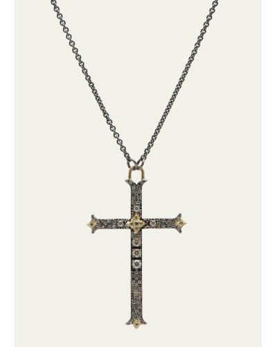 Armenta Old World Diamond Large Cross Pendant Necklace - Natural